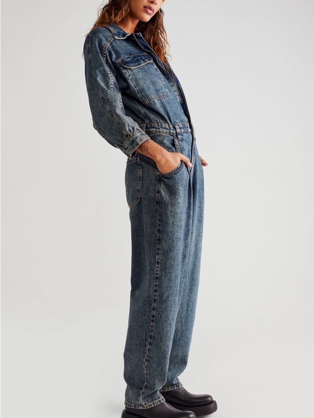 We The Free Sammie Blue Denim Coverall NWOT - Picture 3 of 4